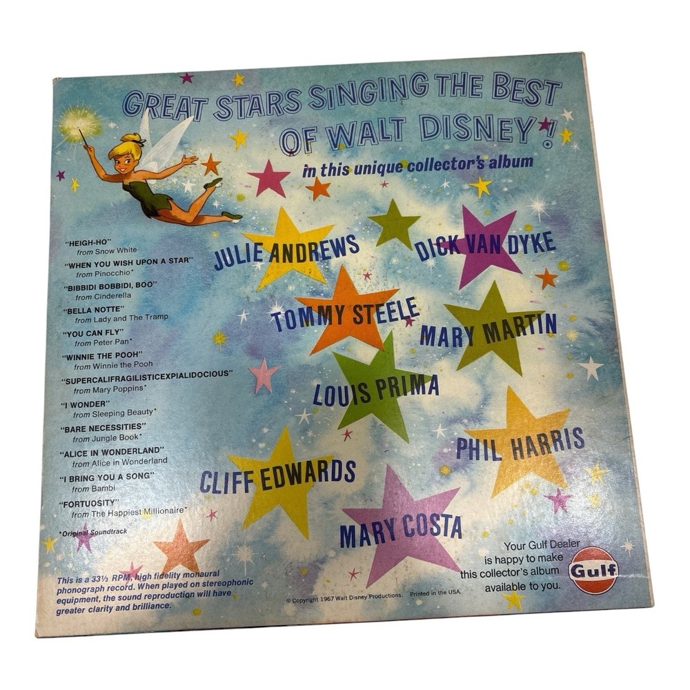 Disney Happiest Songs Vinyl Record 1967 Pinocchio Peter Pan Mary Poppins Alice - Picture 2 of 3